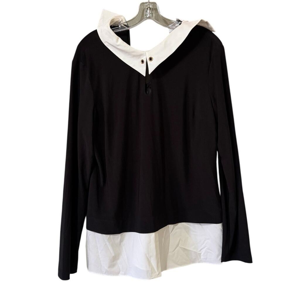Joseph Ribkoff Women Blouse Size 12 Layered Collar Zip Back Formal Office Career